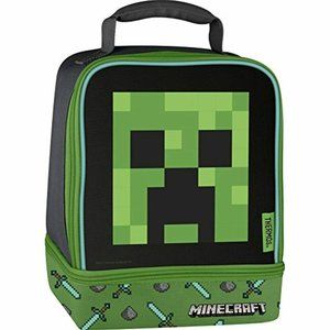 Minecraft  Creeper School Lunch Box Kit Bag Thermos 2 Compartments